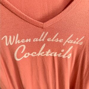 Peach Slogan Short Sleeve Tee cocktails